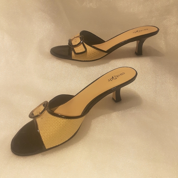 Women's East5th Brown and Tan Slip On Open Toe Buckle Design Size 8M - Picture 9 of 12